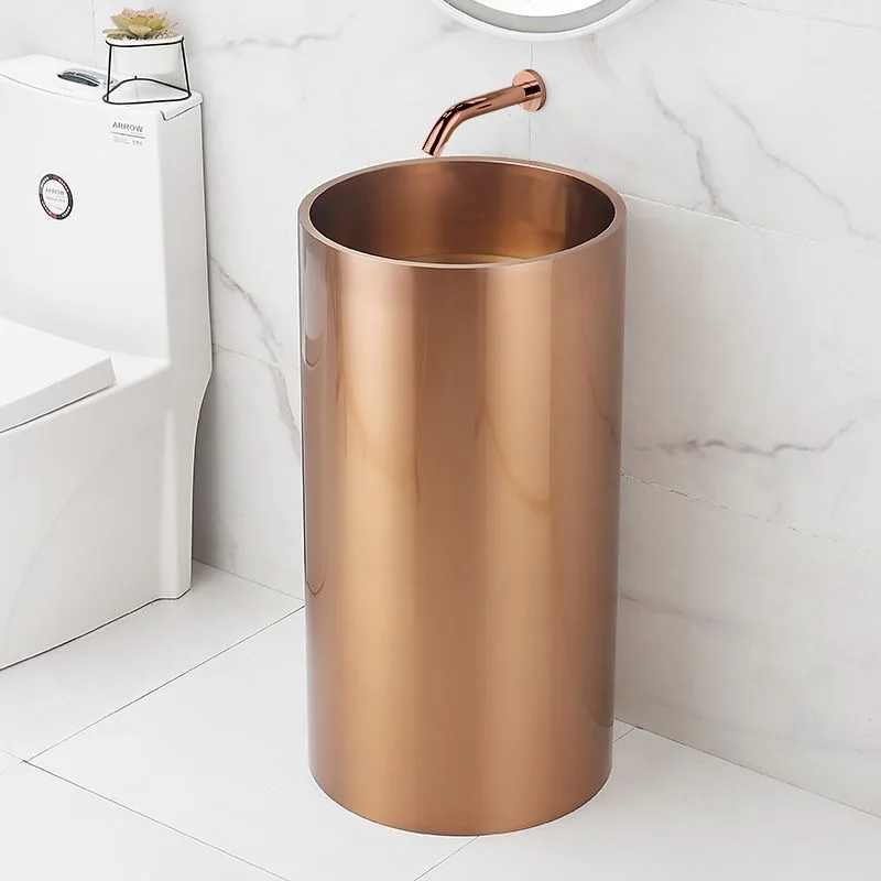 Bar stainless steel column type washbasin hotel floor-to-ceiling rose gold round washbasin integrated column basin
Bar stainless steel column type washbasin hotel floor-to-ceiling rose gold round washbasin integrated column basin