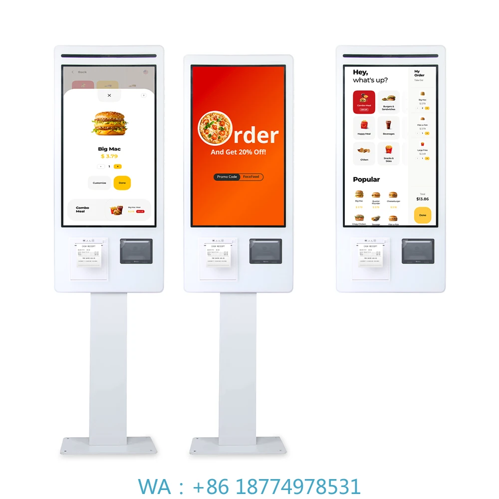 Машина для самостоятельной заказа киоска для ресторана, фаст-фуда, 32-дюймовая напольная оплата «все в одном»
Машина для самостоятельной заказа киоска для ресторана, фаст-фуда, 32-дюймовая напольная оплата «все в одном»