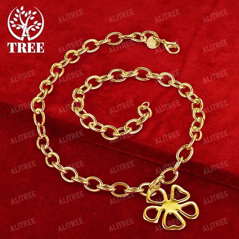 ALITREE 18K Yellow Gold Hollow Lucky Clover Pendant Chain Necklaces For Woman Fashion Party Wedding Birthday Charm Jewelry Gift
ALITREE 18K Yellow Gold Hollow Lucky Clover Pendant Chain Necklaces For Woman Fashion Party Wedding Birthday Charm Jewelry Gift