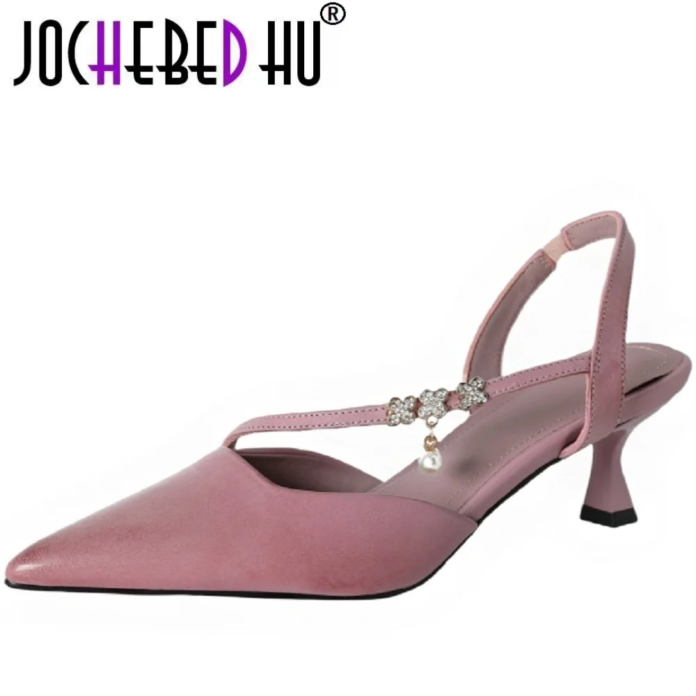 【JOCHEBED HU】Handmade Genuine Leather Women Pointed Toe Stiletto Mid Heels Soft and comfortable Sandals Shoes 34-40
【JOCHEBED HU】Handmade Genuine Leather Women Pointed Toe Stiletto Mid Heels Soft and comfortable Sandals Shoes 34-40