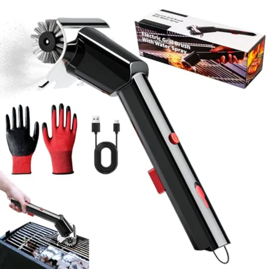 Electric Grill Brush with Water Spray and LED Light, 2600mAh Rechargeable BBQ Cleaner with 2 Speed Modes, 100 Mins Runtime, 304
Electric Grill Brush with Water Spray and LED Light, 2600mAh Rechargeable BBQ Cleaner with 2 Speed Modes, 100 Mins Runtime, 304