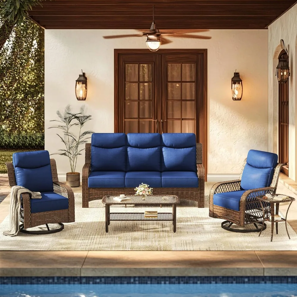 5 Pieces Patio Furniture Set w/Loveseat Couch, Patio Swivel Rocker Chair and Coffee Tables, Outdoor Wicker Conversation Set for
5 Pieces Patio Furniture Set w/Loveseat Couch, Patio Swivel Rocker Chair and Coffee Tables, Outdoor Wicker Conversation Set for