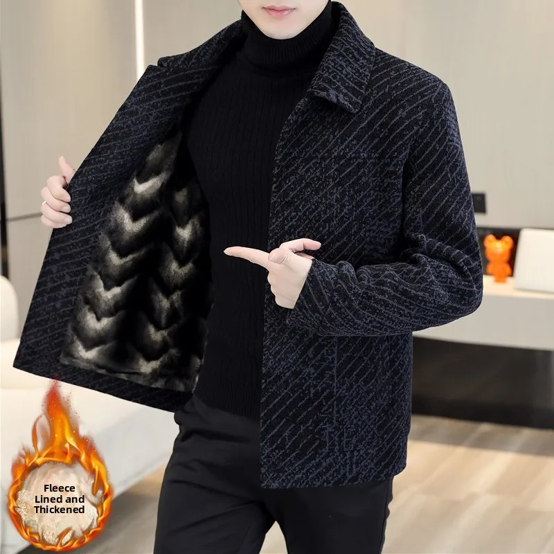 Men's Woolen Jaet ort Thiened Winter Faion Ci Sle Youth Inner Fur Warm Coat Single Button Geometric Patterned
Men's Woolen Jaet ort Thiened Winter Faion Ci Sle Youth Inner Fur Warm Coat Single Button Geometric Patterned