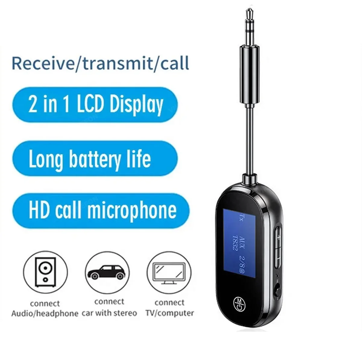 X12A Bluetooth 5.3 Transmitter Receiver 3.5mm AUX Jack Wireless Adapter Screen Stereo for TV PC Headphone Car Music
X12A Bluetooth 5.3 Transmitter Receiver 3.5mm AUX Jack Wireless Adapter Screen Stereo for TV PC Headphone Car Music