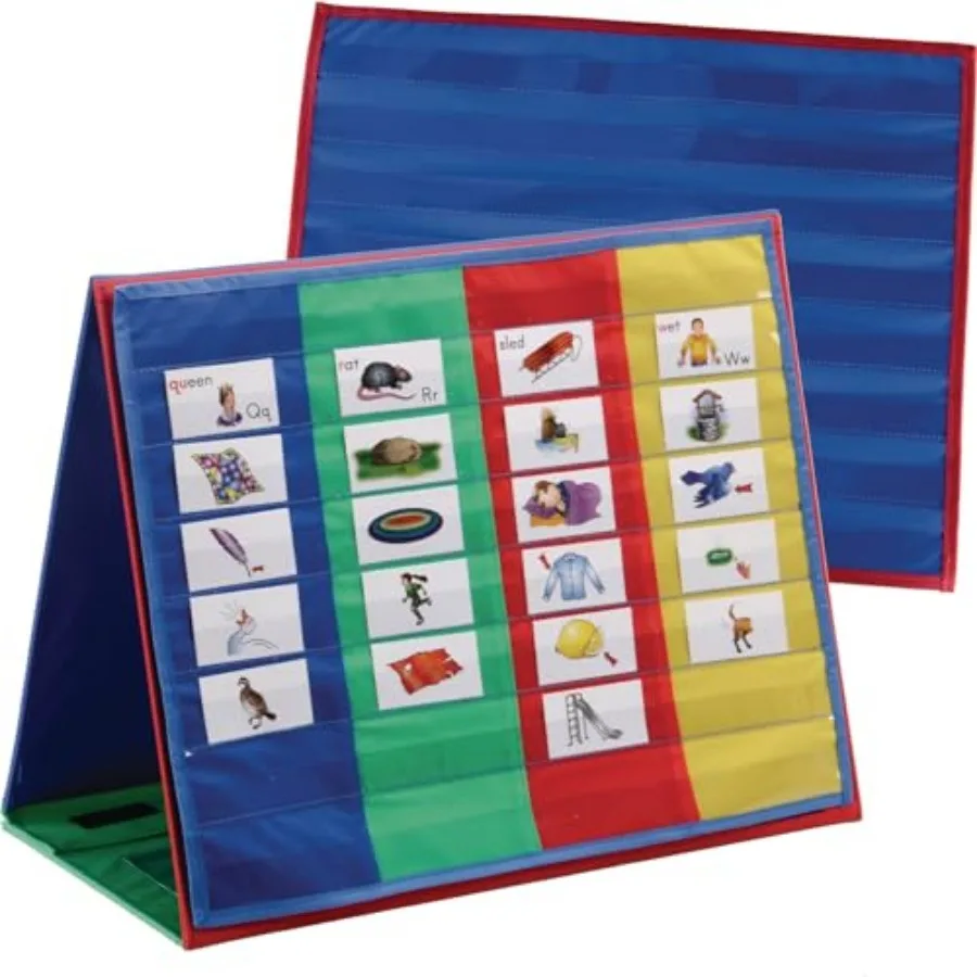 Desktop Pocket Charts and Stand Includes Two Pocket Charts that Adhere to Foldable Stand Pockets in Stand Hold Flash Cards and
Desktop Pocket Charts and Stand Includes Two Pocket Charts that Adhere to Foldable Stand Pockets in Stand Hold Flash Cards and