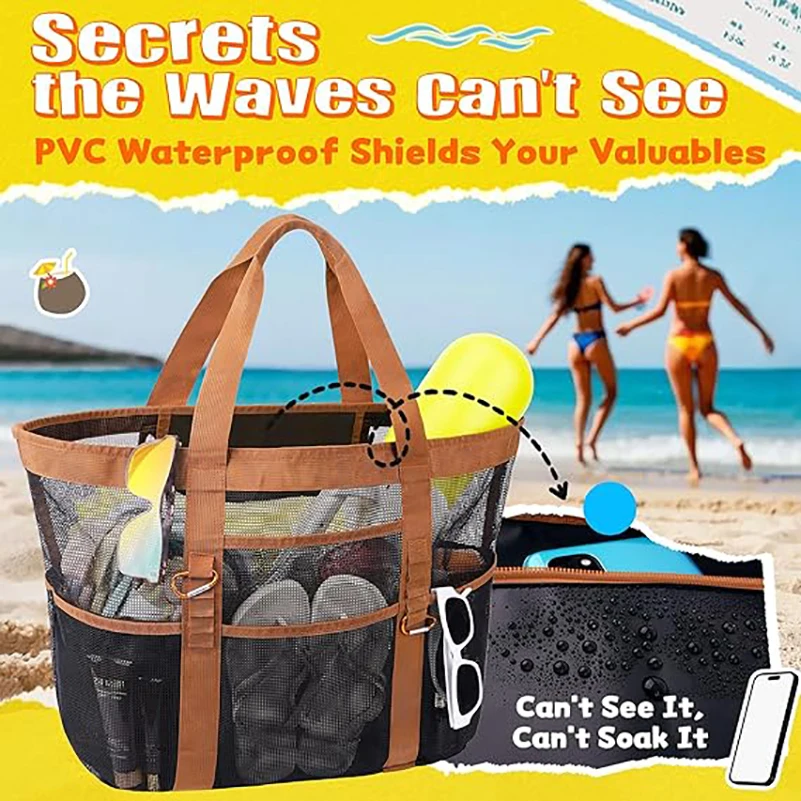 Large Ladies Beach Bag Breathable Lightweight Carry Bag Mesh Tote Bag Colour-Blocked For Pool Weekend Getaways Gym 
Large Ladies Beach Bag Breathable Lightweight Carry Bag Mesh Tote Bag Colour-Blocked For Pool Weekend Getaways Gym