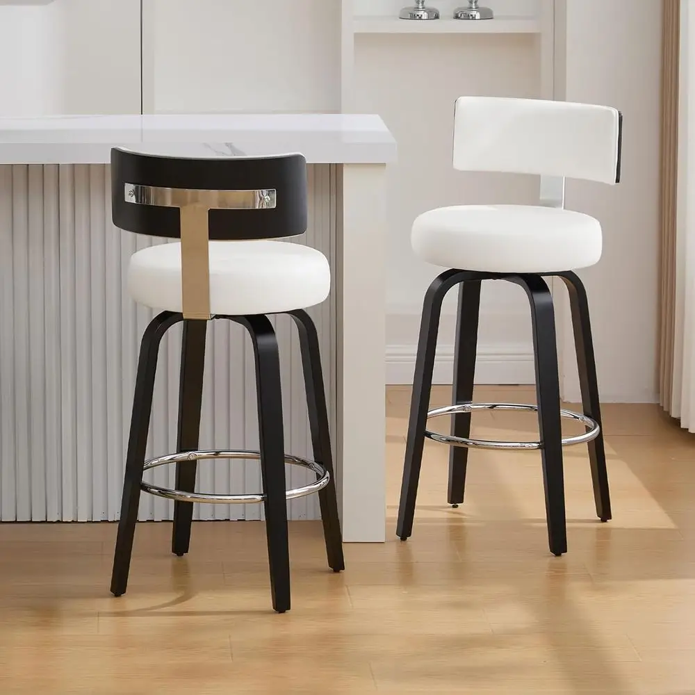 Set of 2 26 Upholstered Leatherette Barstools with Back, Modern Counter Height Stools for Kitchen Island, White
Set of 2 26 Upholstered Leatherette Barstools with Back, Modern Counter Height Stools for Kitchen Island, White