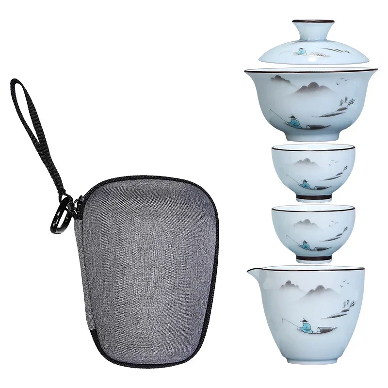 Chinese Kung Fu Tea Set Ceramic Portable Teapot Set Travel Gaiwan Tea Cups of Tea Ceremony Teacup Fine Gift With Travel Bag
Chinese Kung Fu Tea Set Ceramic Portable Teapot Set Travel Gaiwan Tea Cups of Tea Ceremony Teacup Fine Gift With Travel Bag