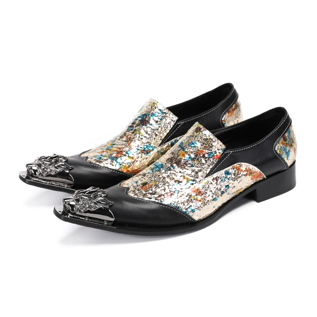 New Elegant Men Black Shining Glitter Metal Pointed Toe Shoes Wedding Party Performance Real Leather Male Business Formal Shoes
New Elegant Men Black Shining Glitter Metal Pointed Toe Shoes Wedding Party Performance Real Leather Male Business Formal Shoes
