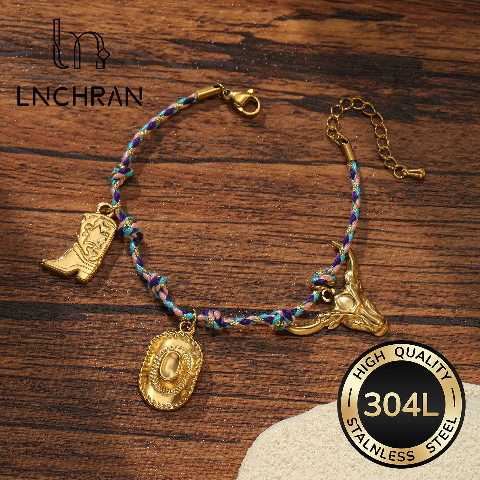 Western Style Cowboy Charm Braided Cord Bracelet with Bull Head for Women
Western Style Cowboy Charm Braided Cord Bracelet with Bull Head for Women
