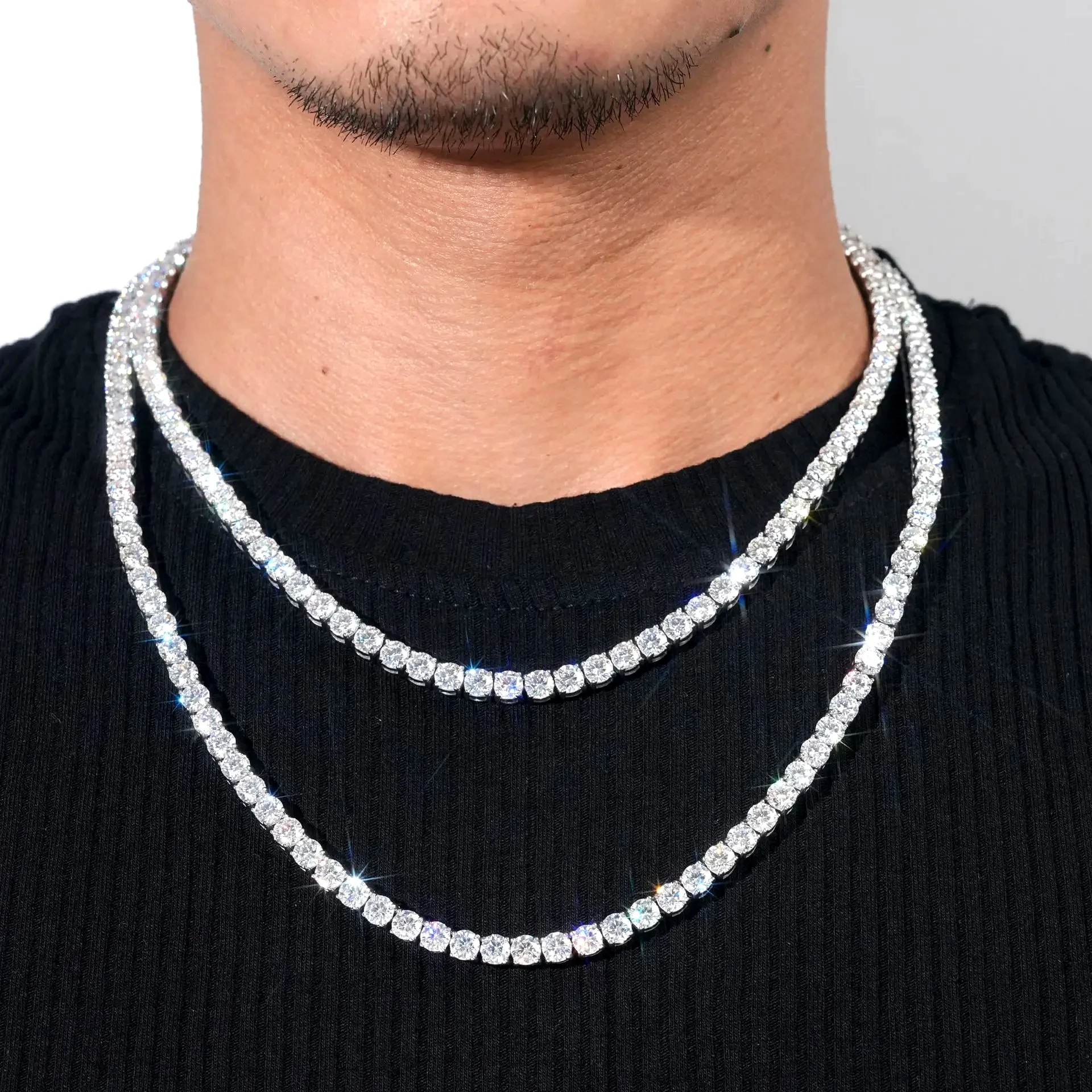 Hip Hop 925 Sterling Silver 3mm 4mm 5mm VVS Moissanite Diamond Necklace Moissanite Tennis Chain
Hip Hop 925 Sterling Silver 3mm 4mm 5mm VVS Moissanite Diamond Necklace Moissanite Tennis Chain