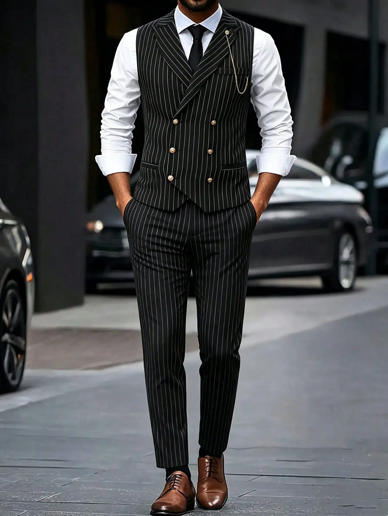 Manfinity Mode Men's Spring/Summer Wedding 2 Pieces Suit, Striped Blazer Vest & Pants Business Formal Set, Ceremony
Manfinity Mode Men's Spring/Summer Wedding 2 Pieces Suit, Striped Blazer Vest & Pants Business Formal Set, Ceremony