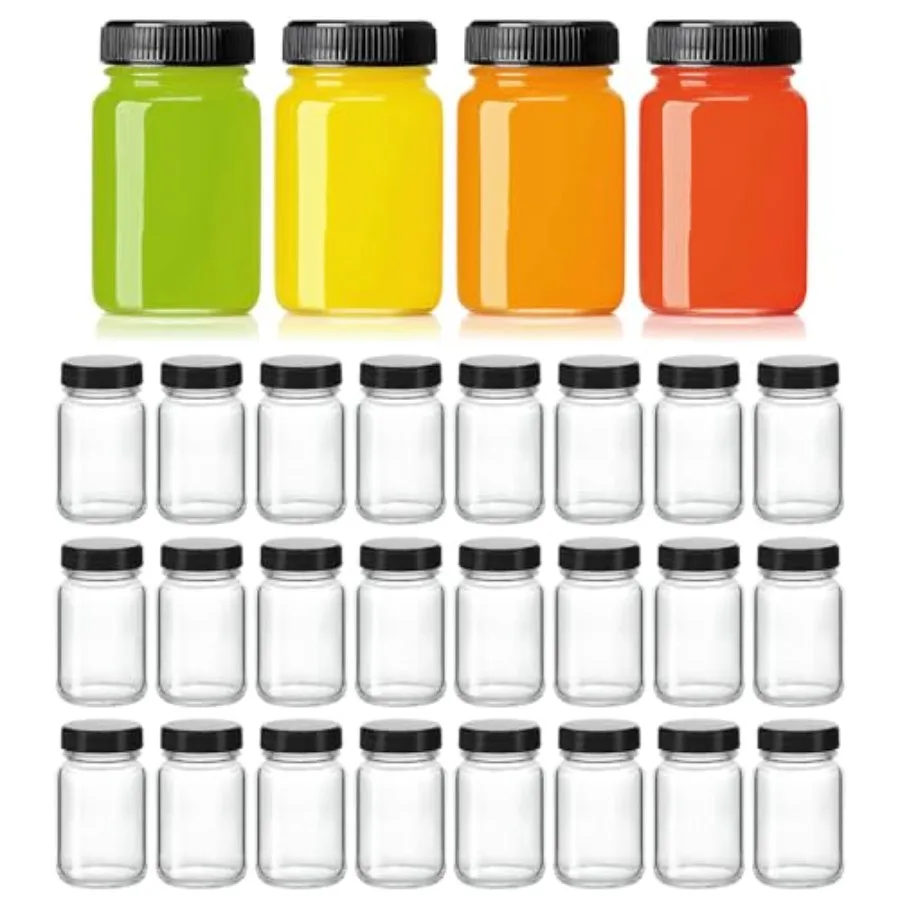 28 Pack Glass Shot Bottles with lids - Small Clear Jars for Ginger, Welln Shots, Juice, Whiskey - Travel mini Reusable Wide Mou
28 Pack Glass Shot Bottles with lids - Small Clear Jars for Ginger, Welln Shots, Juice, Whiskey - Travel mini Reusable Wide Mou