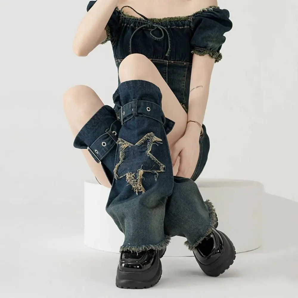Japanese Style Cross Y2K Denim Leggings Star Tassel Cowboy Leg Warmers Warm Knee High Band Belt Leg Warmers Autumn
Japanese Style Cross Y2K Denim Leggings Star Tassel Cowboy Leg Warmers Warm Knee High Band Belt Leg Warmers Autumn