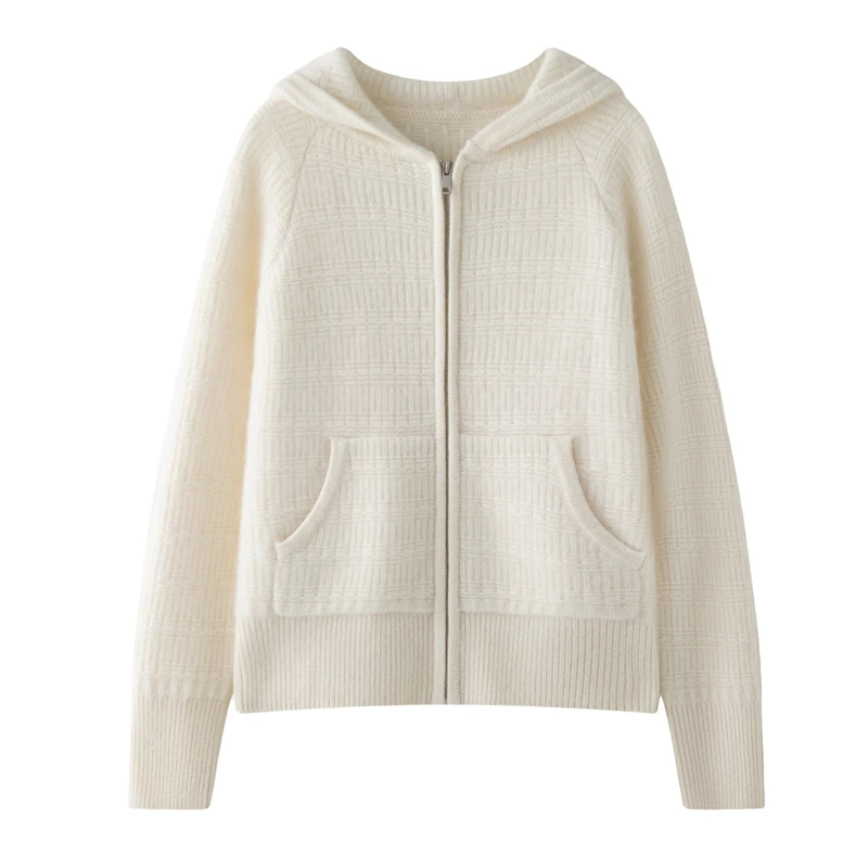 Женский кардиган из 100% чистого кашемира, высококачественный однотонный свитер на молнии с капюшоном, повседневная вязаная куртка на осень-зиму, теплая и плотная
Женский кардиган из 100% чистого кашемира, высококачественный однотонный свитер на молнии с капюшоном, повседневная вязаная куртка на осень-зиму, теплая и плотная