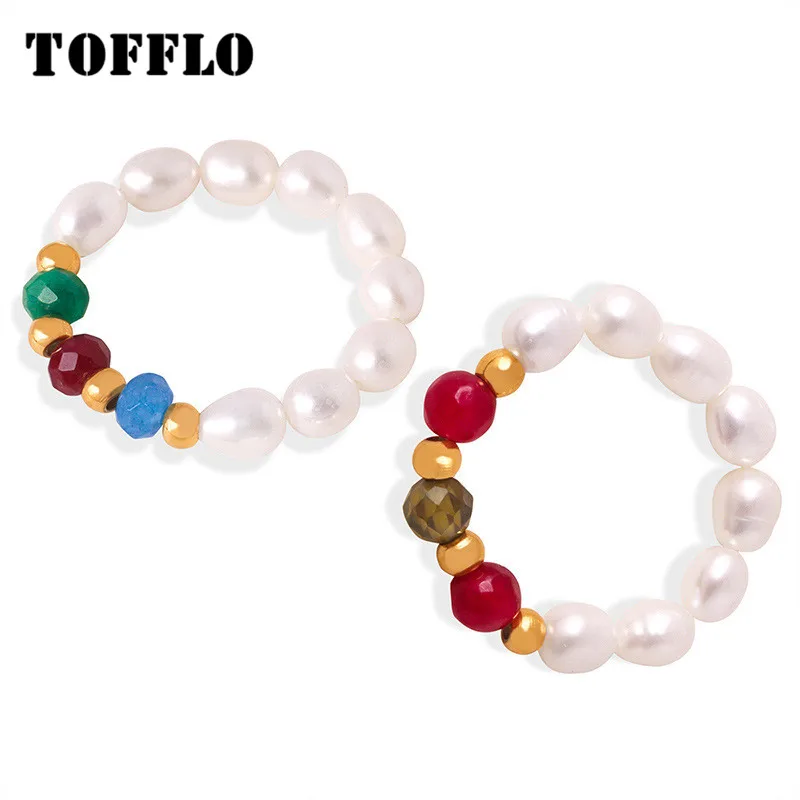 TOFFLO Stainless Steel Jewelry Freshwater Pearl Spliced Colorful Natural Stone Beaded Elastic Rope Ring BSA606
TOFFLO Stainless Steel Jewelry Freshwater Pearl Spliced Colorful Natural Stone Beaded Elastic Rope Ring BSA606