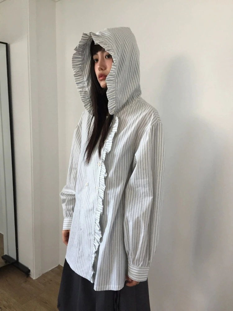 Matakawa Y2k Hooded Blouses Stripes Spring Autumn Vintage Loose Ruffles Women Shirts Korean Fashion Elegant Blusas Mujer
Matakawa Y2k Hooded Blouses Stripes Spring Autumn Vintage Loose Ruffles Women Shirts Korean Fashion Elegant Blusas Mujer