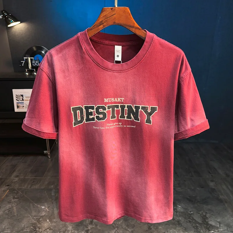 Summer wear short sleeved T-shirt men's trendy loose American retro washed vintage casual top
Summer wear short sleeved T-shirt men's trendy loose American retro washed vintage casual top