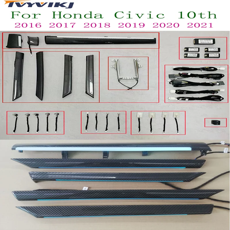 Атмосферный свет для Honda 10-го поколения Civic 2016 2017 2018 2019 2020 2021, модифицированная отделка из углеродного волокна, 64-цветное приложение
Атмосферный свет для Honda 10-го поколения Civic 2016 2017 2018 2019 2020 2021, модифицированная отделка из углеродного волокна, 64-цветное приложение
