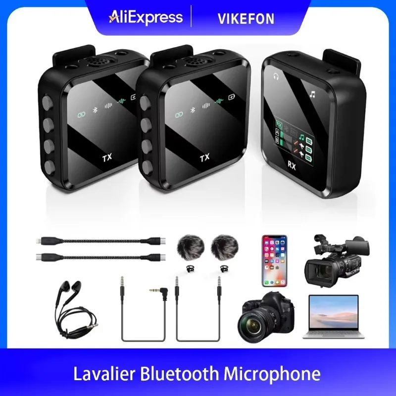 Wireless Lavalier Microphone System Bluetooth Audio Video Voice Recording Mic for iPhone Android Mobile Phone Interview Camera
Wireless Lavalier Microphone System Bluetooth Audio Video Voice Recording Mic for iPhone Android Mobile Phone Interview Camera