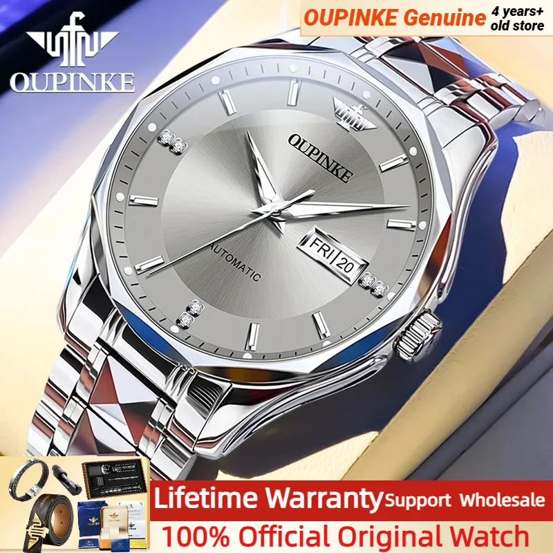 OUPINKE 3295 Mens Watch 50 Meters Waterproof Tungsten steel High-end Imported Automatic Movement Clock Calendar Mechanical Watch
OUPINKE 3295 Mens Watch 50 Meters Waterproof Tungsten steel High-end Imported Automatic Movement Clock Calendar Mechanical Watch