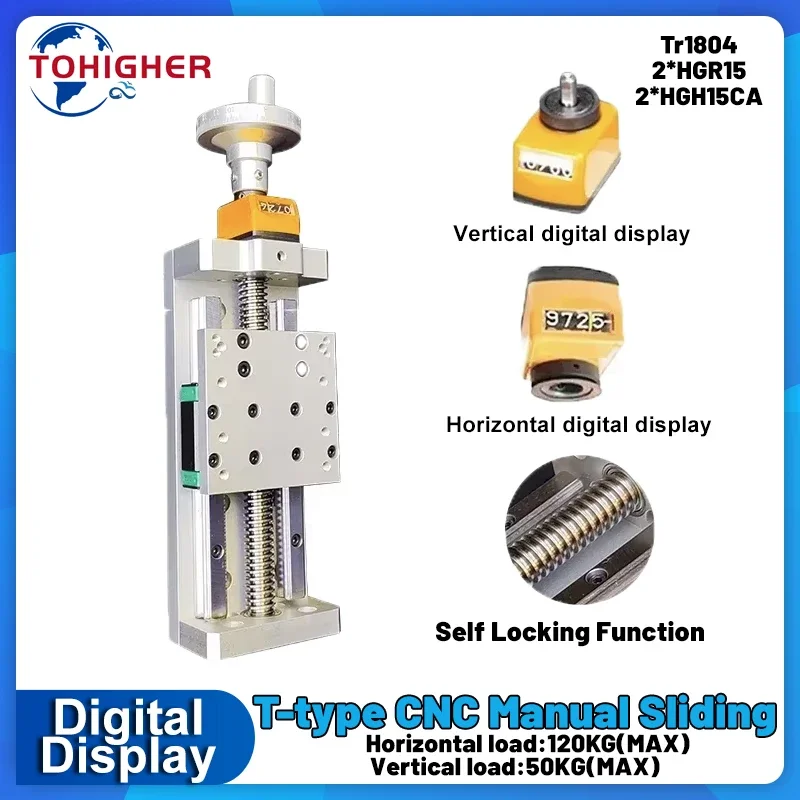 CNC Z Axis Manual Sliding Table 50-400mm Effective Stroke 120kg Load T-type Screw Self-locking Digital Display Position Counter
CNC Z Axis Manual Sliding Table 50-400mm Effective Stroke 120kg Load T-type Screw Self-locking Digital Display Position Counter