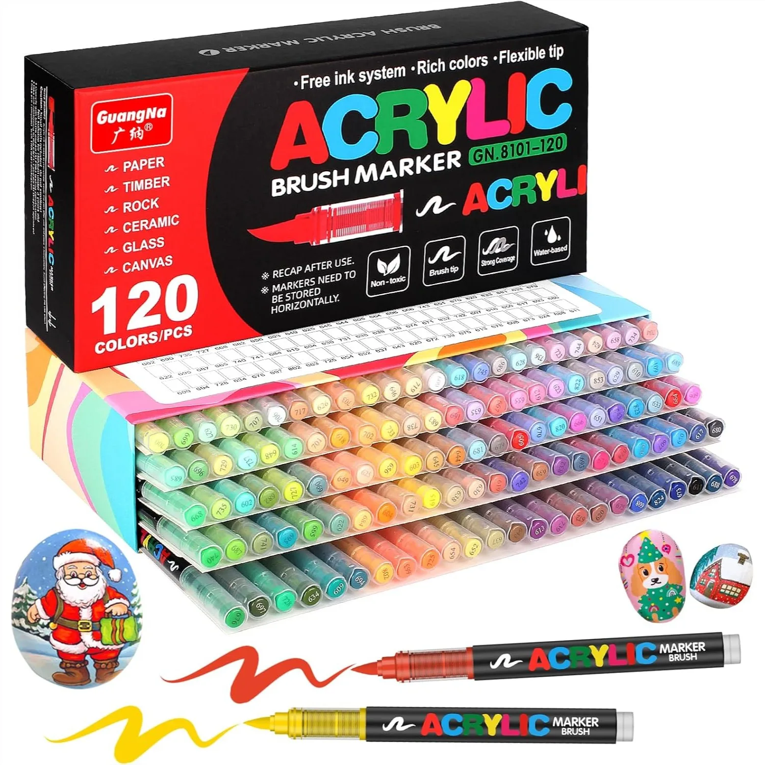 120 Colors Acrylic Paint Markers With Soft Brush Tip, Acrylic Paint Pens For Wood Stone Canvas Glass Fabric Rock Painting And DIY Crafts Art Supplies
120 Colors Acrylic Paint Markers With Soft Brush Tip, Acrylic Paint Pens For Wood Stone Canvas Glass Fabric Rock Painting And DIY Crafts Art Supplies