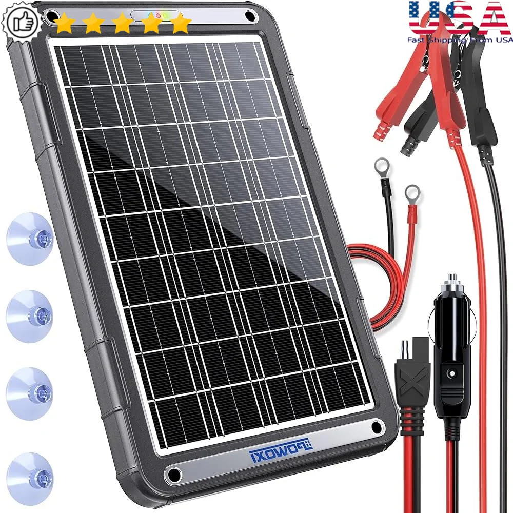 12V Solar Battery Charger 15W MPPT Solar Trickle Charger Maintainer Car RV Boat Motorcycle Efficient Charging Waterproof IP65
12V Solar Battery Charger 15W MPPT Solar Trickle Charger Maintainer Car RV Boat Motorcycle Efficient Charging Waterproof IP65