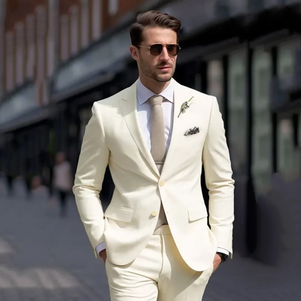 Business Gentleman Beige Suits For Men 2 Piece Jacket Pants Single Breasted Peak Lapel Tailor-made Set Elegant Prom Banquet
Business Gentleman Beige Suits For Men 2 Piece Jacket Pants Single Breasted Peak Lapel Tailor-made Set Elegant Prom Banquet