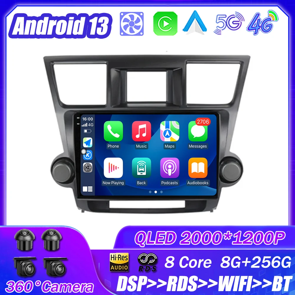 Автомагнитола для Toyota Highlander 2007-2013, Android 13, мультимедийный проигрыватель, навигация, стерео, GPS, автоголовное устройство 2 Din DSP
Автомагнитола для Toyota Highlander 2007-2013, Android 13, мультимедийный проигрыватель, навигация, стерео, GPS, автоголовное устройство 2 Din DSP
