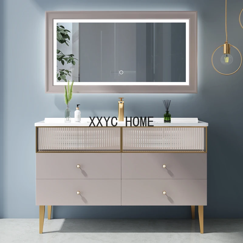 Modern Bathroom Cabinet Combination Ceramic Whole Washbin Light Luxury Smart Oak Washstand Bathroom
Modern Bathroom Cabinet Combination Ceramic Whole Washbin Light Luxury Smart Oak Washstand Bathroom
