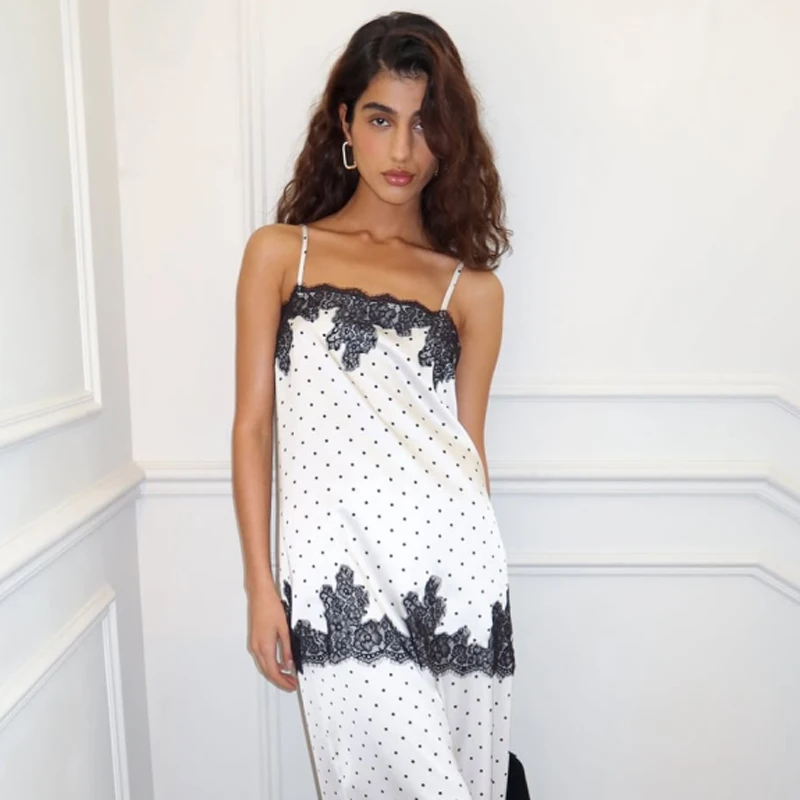 Women Polka Dot Lace Patchwork Strap Top 2 Piece Sets Fashion Stain Thin Loose Wide Leg Pants Suits Daily Lady Street Outfits
Women Polka Dot Lace Patchwork Strap Top 2 Piece Sets Fashion Stain Thin Loose Wide Leg Pants Suits Daily Lady Street Outfits