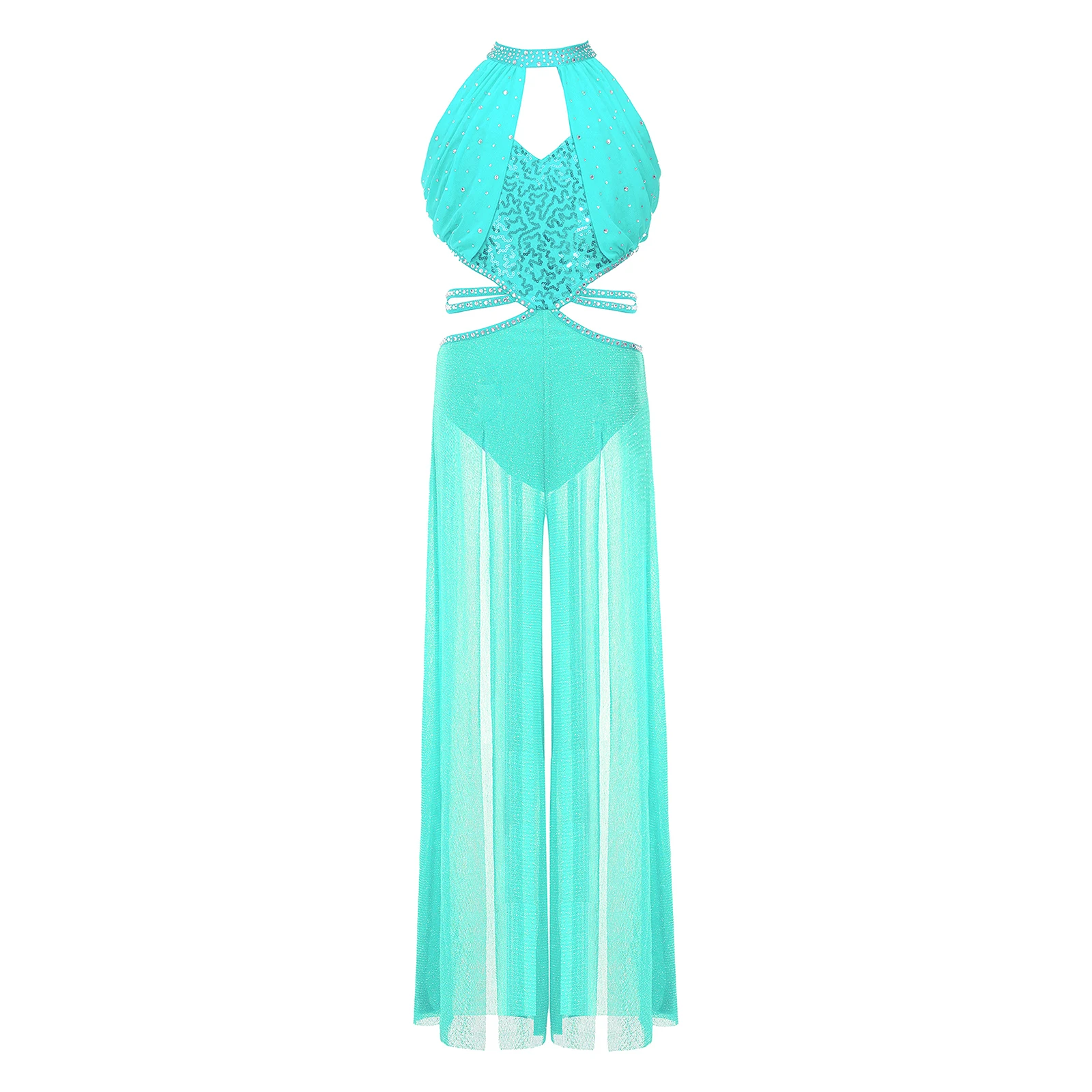 Kids Girls Ballet Lyrical Dance Jumpsuit Sleeveless Sequins Rhinestone Wide-leg Bodysuit for Figure Ice Skating Exhibition Gala
Kids Girls Ballet Lyrical Dance Jumpsuit Sleeveless Sequins Rhinestone Wide-leg Bodysuit for Figure Ice Skating Exhibition Gala
