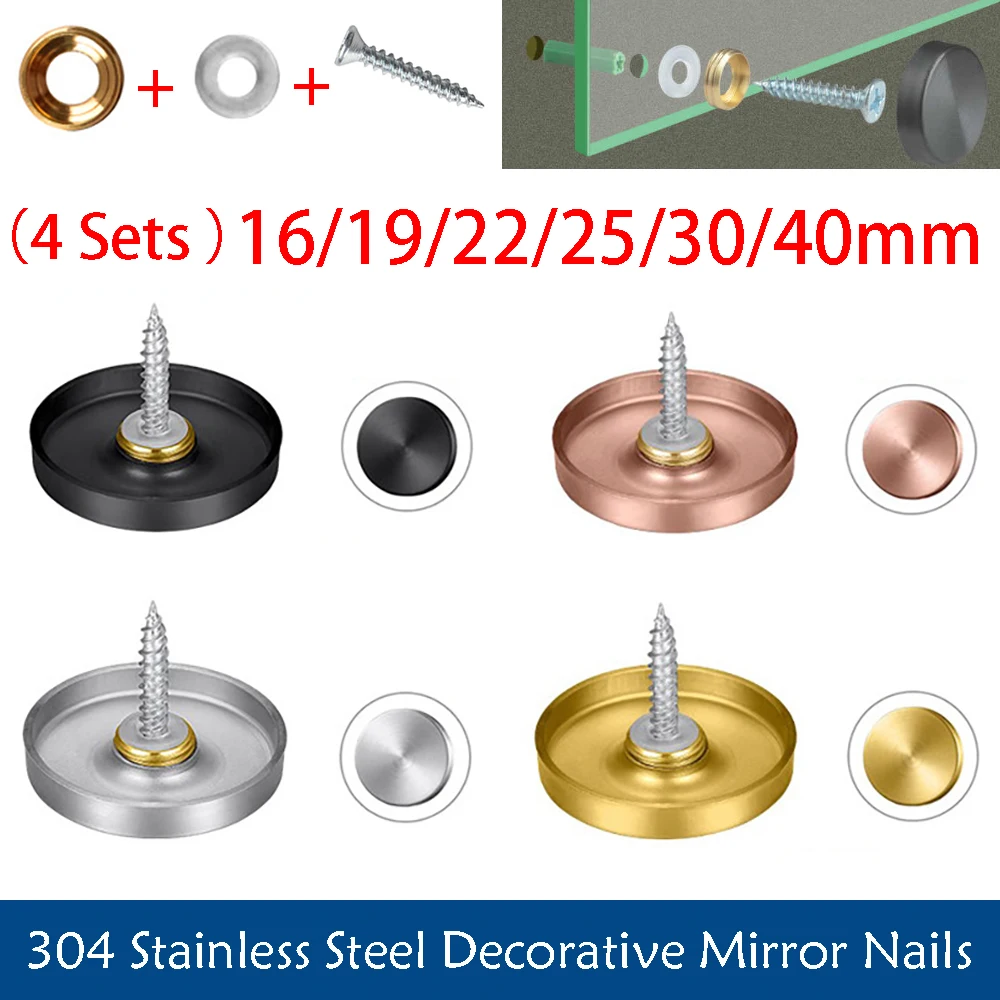 4 Sets 16-40mm Mirror Fasteners Screws Decorative Cap Nail Advertising Glass Screw 304 Stainless Steel Cover Furniture Hardware
4 Sets 16-40mm Mirror Fasteners Screws Decorative Cap Nail Advertising Glass Screw 304 Stainless Steel Cover Furniture Hardware