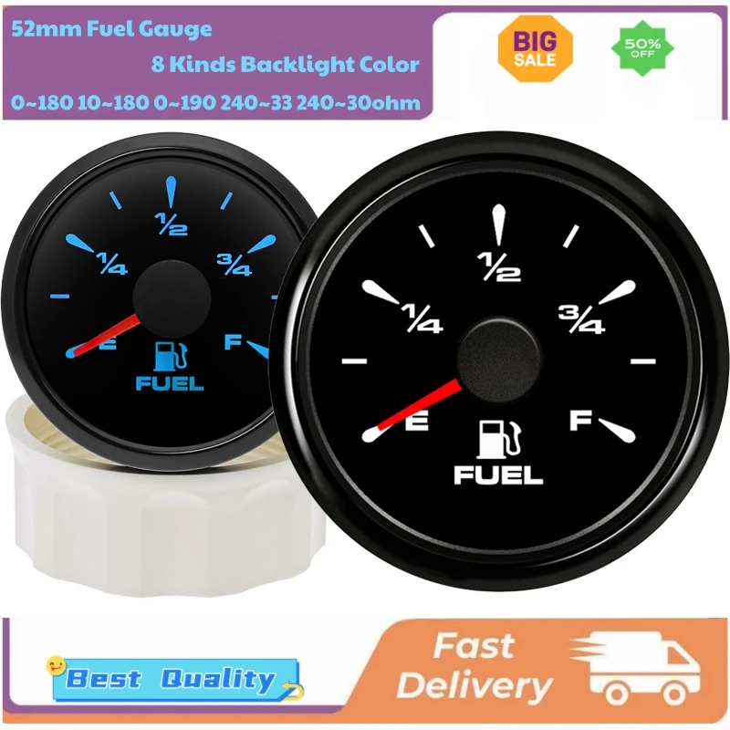 Cars Truck 52mm Fuel Gauges E-F Show Pointer Fuel Level Meters Devices 0-190ohm 10-180ohm 240-33ohm with 8 Kinds Backlight Color
Cars Truck 52mm Fuel Gauges E-F Show Pointer Fuel Level Meters Devices 0-190ohm 10-180ohm 240-33ohm with 8 Kinds Backlight Color