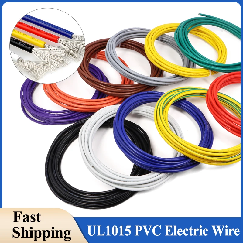 1/5M UL1015 Electronic Wire 24 22 20 18 16 14 12 10 8AWG PVC Insulation Tinned Copper Multi-stranded Cable for DIY Lamp Lighting 
1/5M UL1015 Electronic Wire 24 22 20 18 16 14 12 10 8AWG PVC Insulation Tinned Copper Multi-stranded Cable for DIY Lamp Lighting