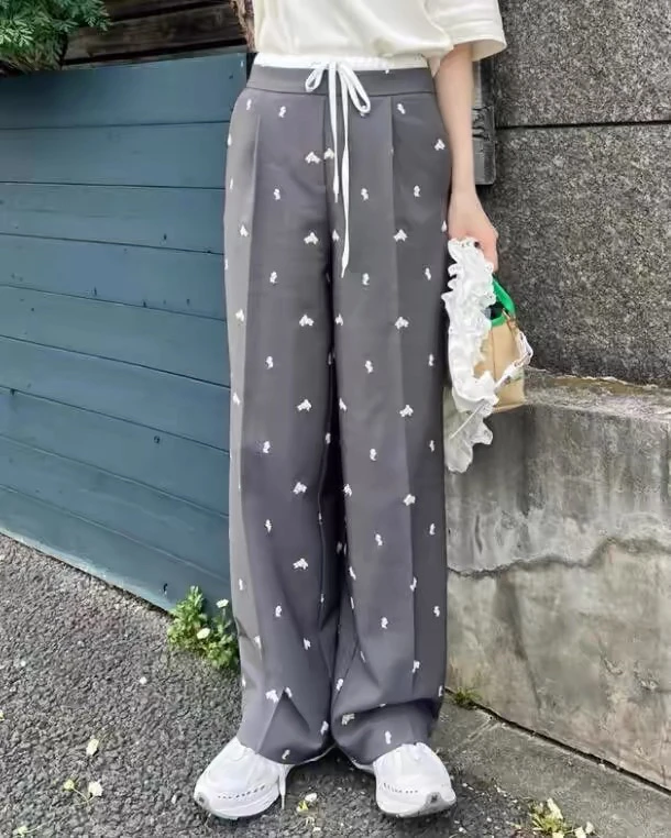 High Quality Embroidered Wide Leg Pants Versatile Style High Waist Long Trousers Commute Style Casual Pants Ladies Fashion
High Quality Embroidered Wide Leg Pants Versatile Style High Waist Long Trousers Commute Style Casual Pants Ladies Fashion