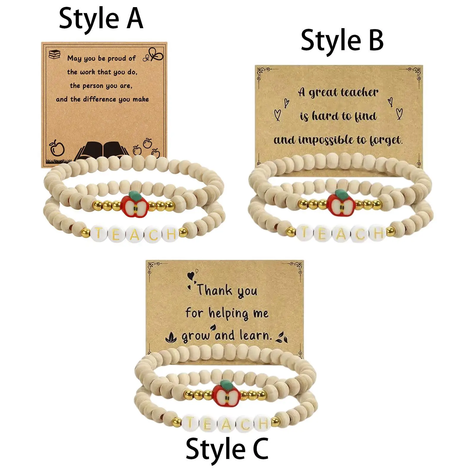 2Pcs Wooden Bead Bracelets Decorations Gifts Beaded Bracelets for Teacher for Festival Birthday Holidays Teacher's Day Party
2Pcs Wooden Bead Bracelets Decorations Gifts Beaded Bracelets for Teacher for Festival Birthday Holidays Teacher's Day Party