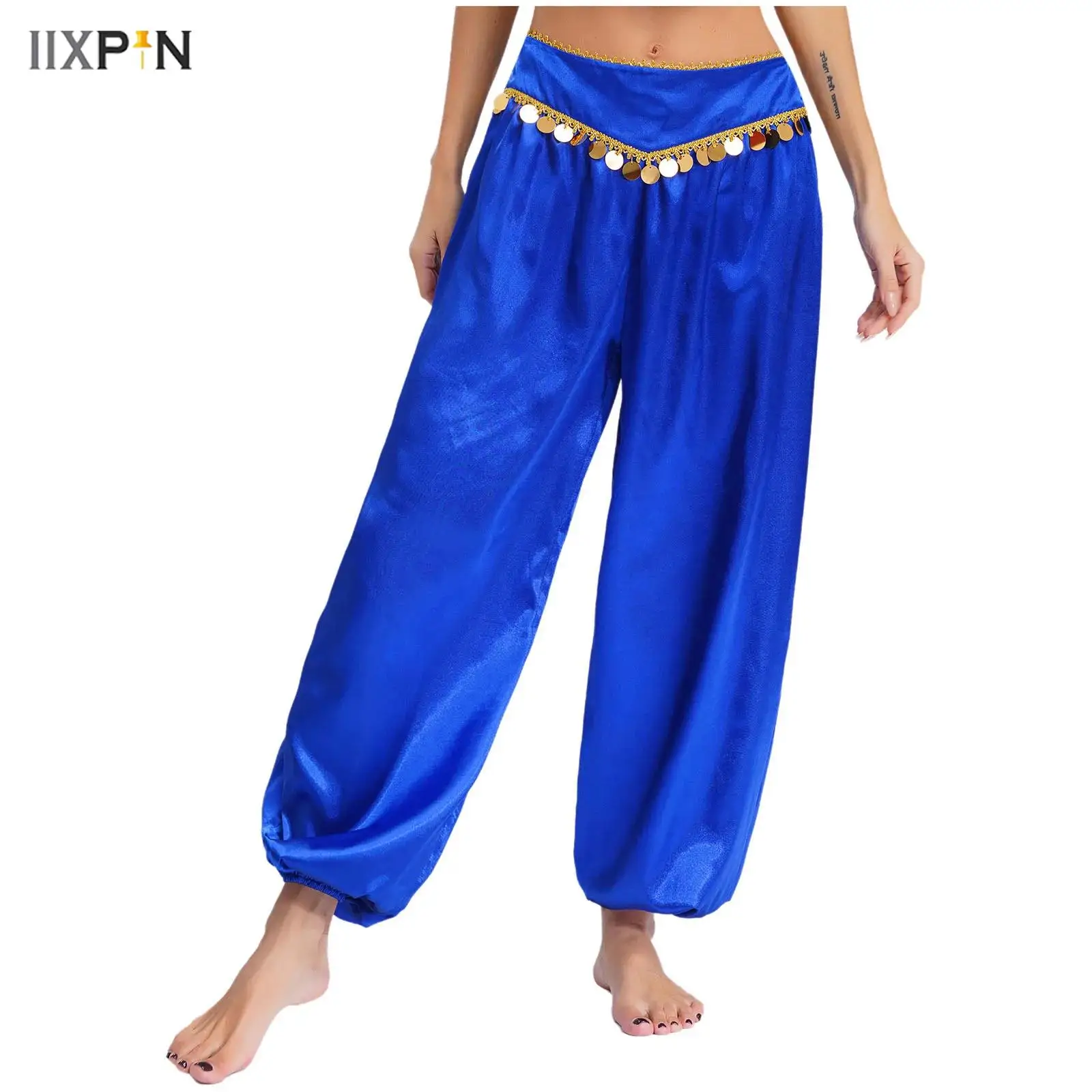 Women Belly Dance Pants Sequins Low Waist Loose Harem Pants Baggy Pants Dance Pants Halloween Arabian Pants Performance Costume 
Women Belly Dance Pants Sequins Low Waist Loose Harem Pants Baggy Pants Dance Pants Halloween Arabian Pants Performance Costume