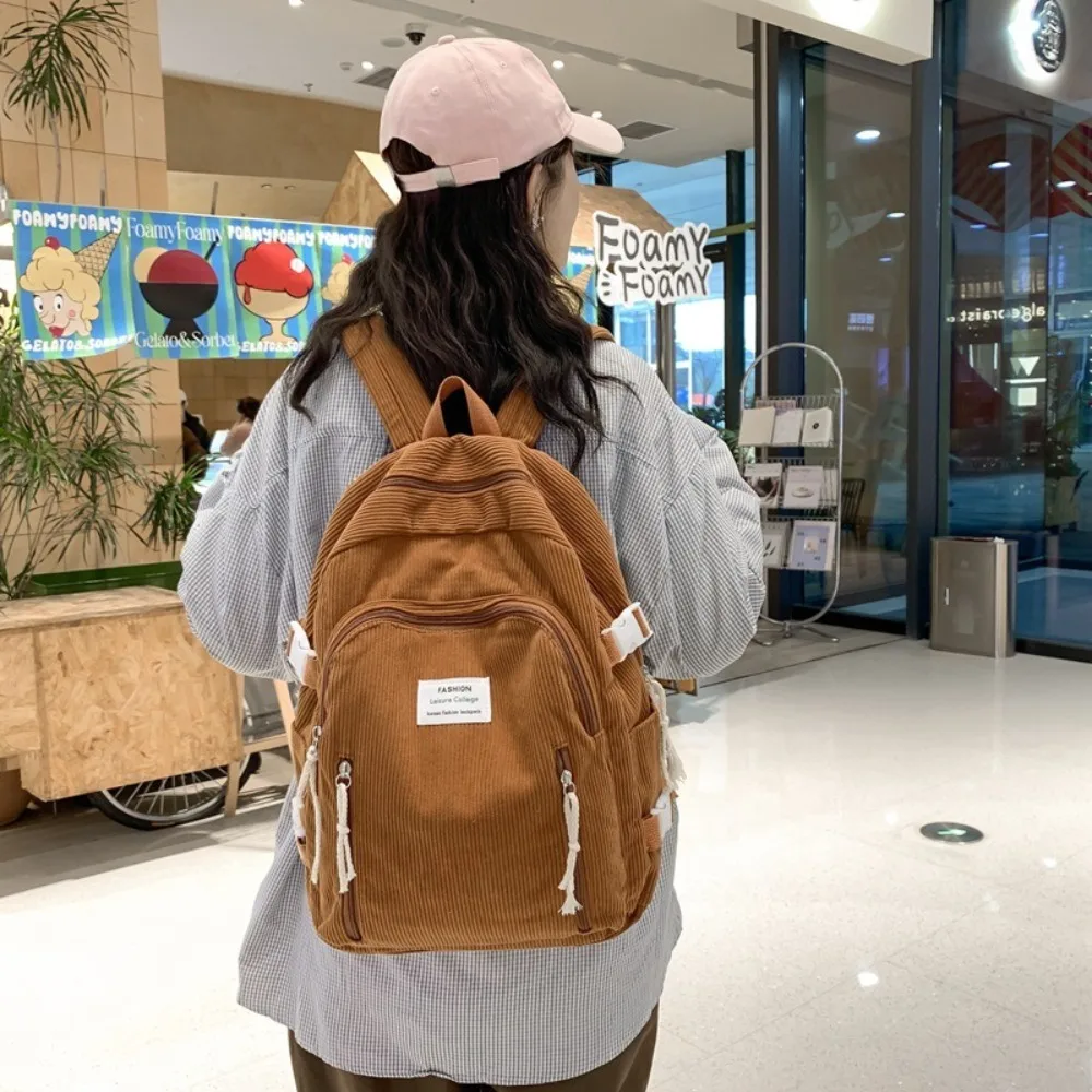 Portable Bookbag Students Backpack Striped Velvet Solid Color School Bags Large Capacity Travel Bag
Portable Bookbag Students Backpack Striped Velvet Solid Color School Bags Large Capacity Travel Bag