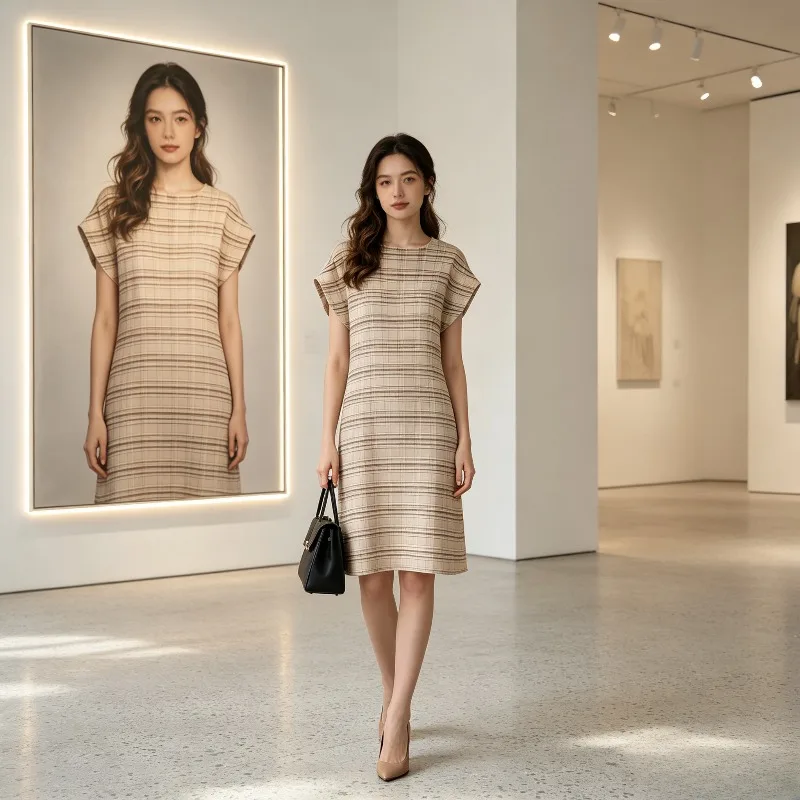 Miyake Pleated Solid Color Gentle Texture Pleated Dress for Women Summer Loose Slimming Elegant Commuter Short Sleeve Dress
Miyake Pleated Solid Color Gentle Texture Pleated Dress for Women Summer Loose Slimming Elegant Commuter Short Sleeve Dress