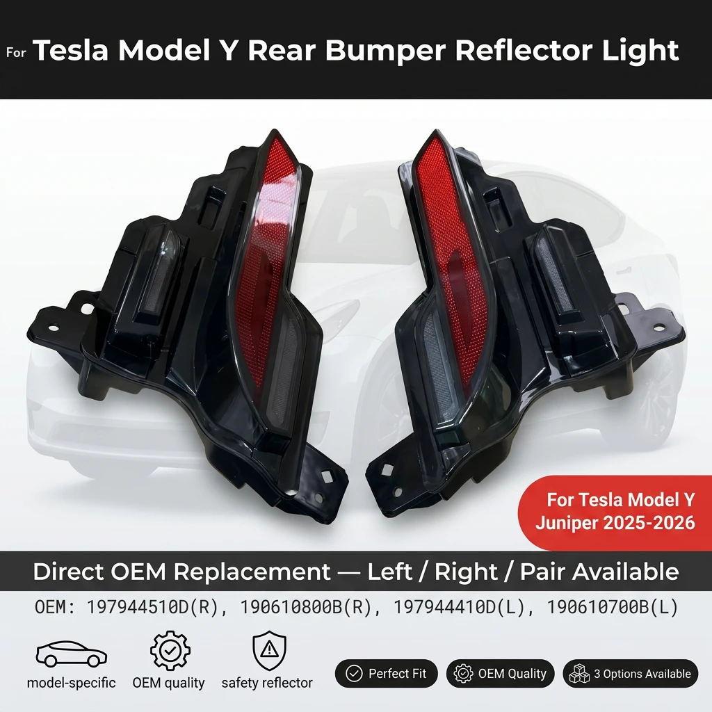 Reflector Light For Tesla Model Y Juniper 2025 2026 Rear Bumper Reflector Light with Bulb 197944410D 197944510D 190610800B
Reflector Light For Tesla Model Y Juniper 2025 2026 Rear Bumper Reflector Light with Bulb 197944410D 197944510D 190610800B