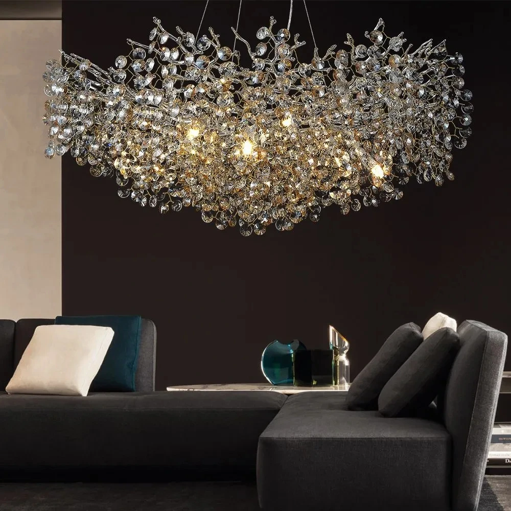 Round Crystal Ceiling Chandelier Chrome Crystal Branch Design LED Pendant Light for Dining Living Room Kitchen Bedroom
Round Crystal Ceiling Chandelier Chrome Crystal Branch Design LED Pendant Light for Dining Living Room Kitchen Bedroom