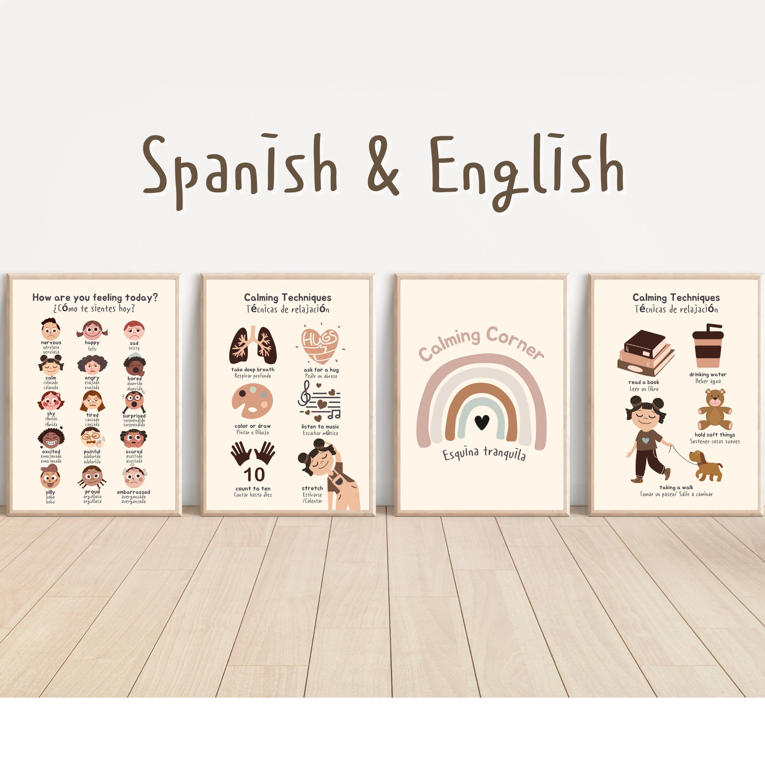 Nursery Wall Art Bilingual Spanish Emotion Educational Posters Anime Chart Canvas Painting Living Room Home Decor Boho Style
Nursery Wall Art Bilingual Spanish Emotion Educational Posters Anime Chart Canvas Painting Living Room Home Decor Boho Style