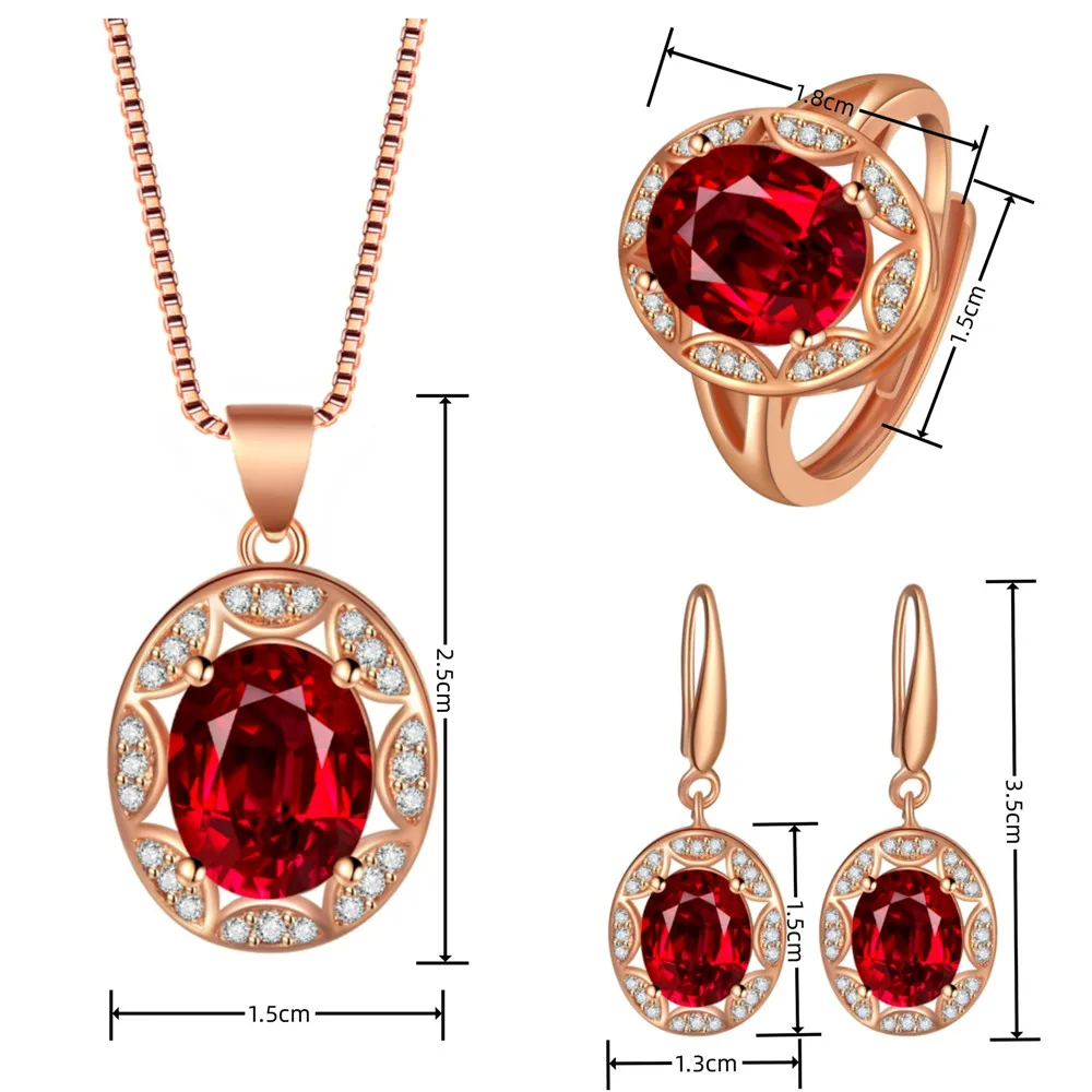 Elegant Oval Red Ruby Diamonds Pendant Necklaces for Women Rose Gold Ladies' Exquisite Jewelry Sets Evening Party Accessory Gift
Elegant Oval Red Ruby Diamonds Pendant Necklaces for Women Rose Gold Ladies' Exquisite Jewelry Sets Evening Party Accessory Gift