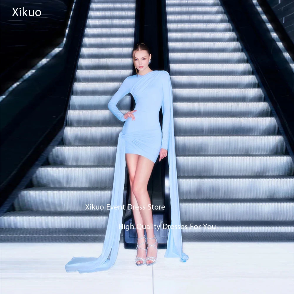 Xikuo Light Blue Chiffon Prom Gown Bodycon Fit Asymmetric Hem Vestidos Para Eventos Ruched Mini Dresses 2026 Woman Customized
Xikuo Light Blue Chiffon Prom Gown Bodycon Fit Asymmetric Hem Vestidos Para Eventos Ruched Mini Dresses 2026 Woman Customized