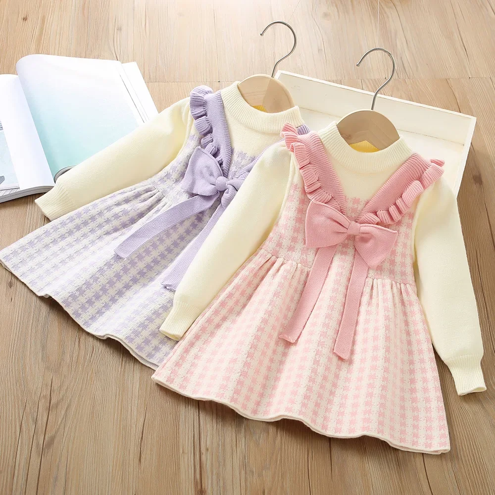 Girls Sweater Dress Bow Girl Patchwork Knitted Skirt Children Two-piece Skirt Set Kids Autumn Winter Dress Birthday Gifts
Girls Sweater Dress Bow Girl Patchwork Knitted Skirt Children Two-piece Skirt Set Kids Autumn Winter Dress Birthday Gifts
