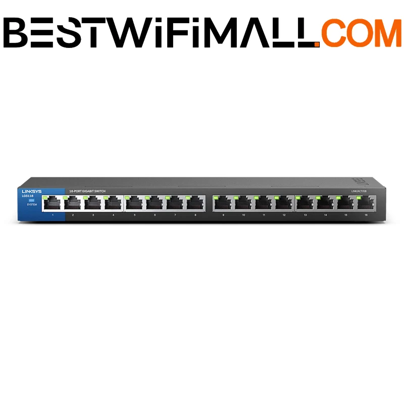 LINKSYS LGS116 16-портовый настольный гигабитный коммутатор для бизнеса, скорость проводного подключения 1000 Мбит/с, 16 портов Gigabit Ethernet с автоматическим определением
LINKSYS LGS116 16-портовый настольный гигабитный коммутатор для бизнеса, скорость проводного подключения 1000 Мбит/с, 16 портов Gigabit Ethernet с автоматическим определением