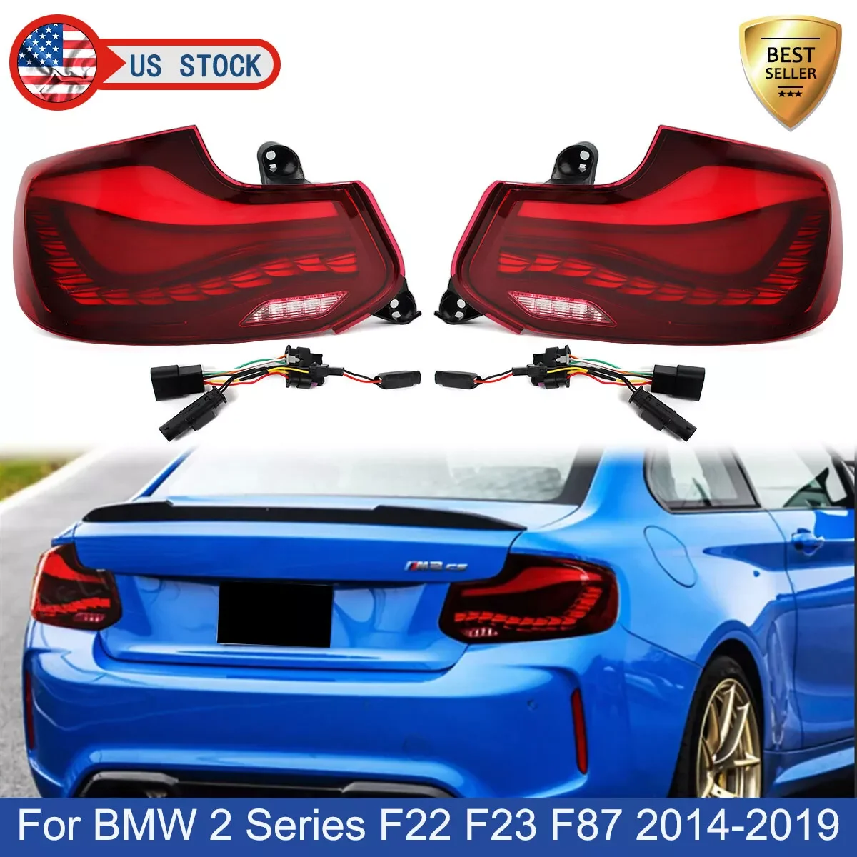 Для BMW 2 серии 2014-2019 F22 F23 F87 M2 задние фонари в сборе с красными линзами, светодиодные задние фонари GTS, пара задних сигнальных ламп автомобиля
Для BMW 2 серии 2014-2019 F22 F23 F87 M2 задние фонари в сборе с красными линзами, светодиодные задние фонари GTS, пара задних сигнальных ламп автомобиля