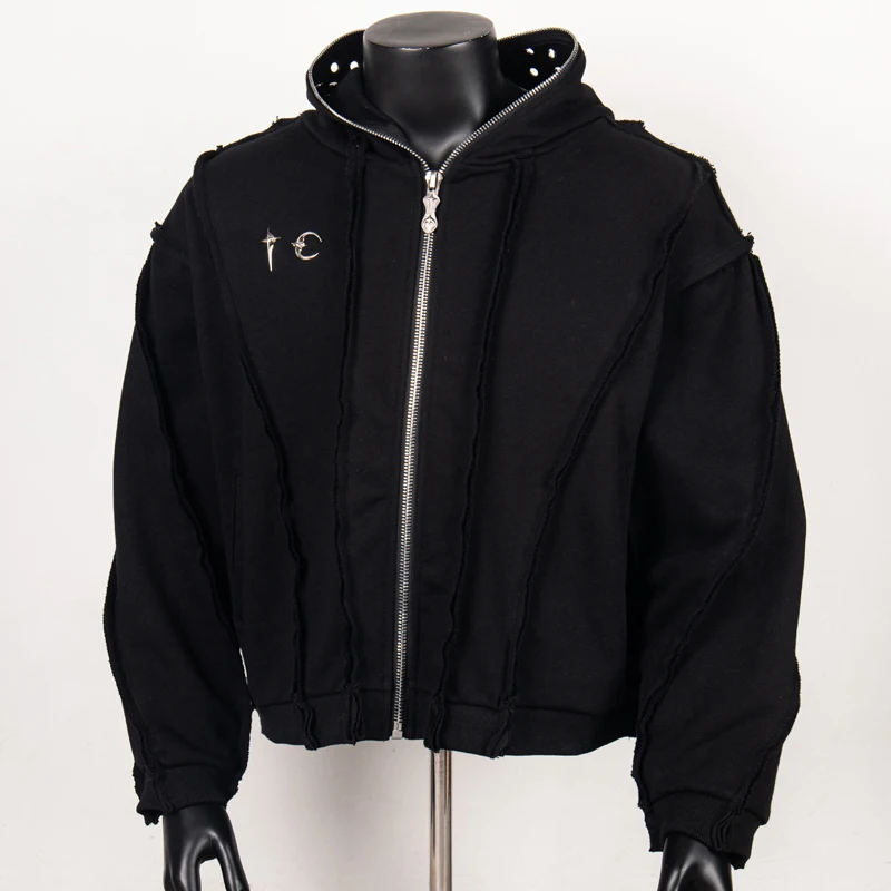 2025 New Color Black White TC Splice Hoodie Star Moon Metal Logo Decoration High Street Pop Thug Club Casual Zipper Mask Jacket
2025 New Color Black White TC Splice Hoodie Star Moon Metal Logo Decoration High Street Pop Thug Club Casual Zipper Mask Jacket